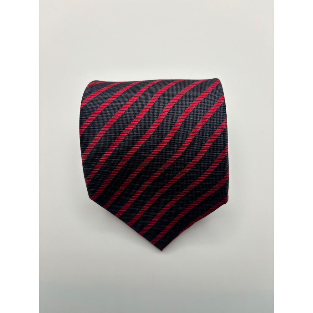 Bijoux Terner Mens Navy Blue Red Diagonal Striped Genuine Silk Necktie